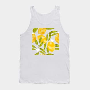 Watercolor Lemons with White Flower Tank Top